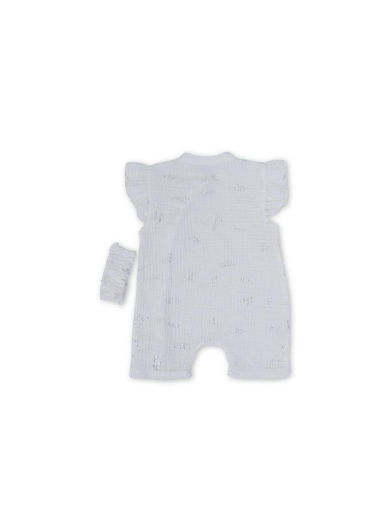 Berceau Baby Girls Linen Romper – Off-White - Image 2