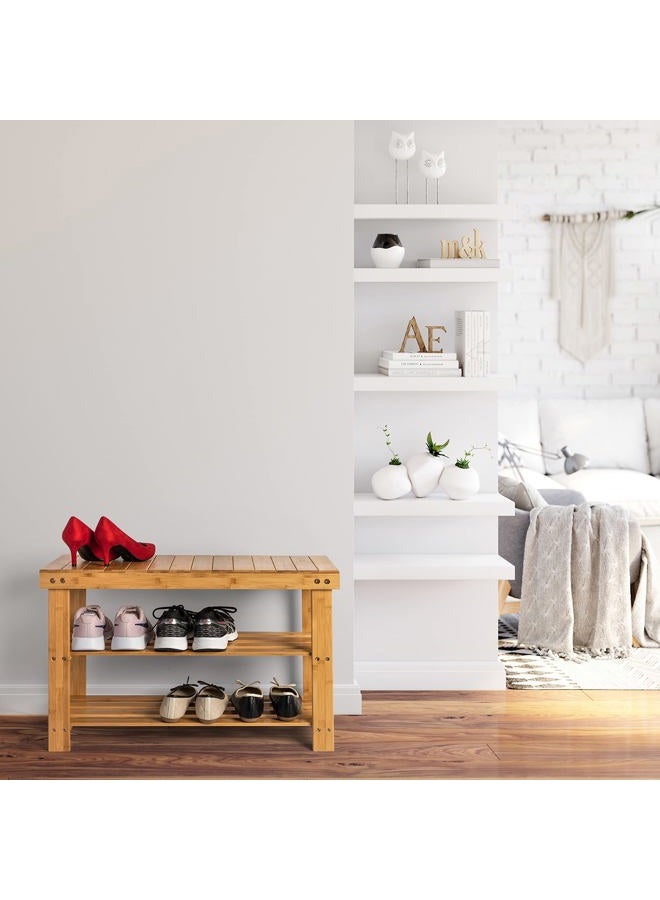 Homemaid Living Bamboo 3 Tier Shoe Rack Bench, Premium Shoe Organizer or Entryway Bench, Perfect for Shoe Cubby, Entry Bench, Bathroom Bench, Entryway Organizer, Hallway or Living Room - Image 2