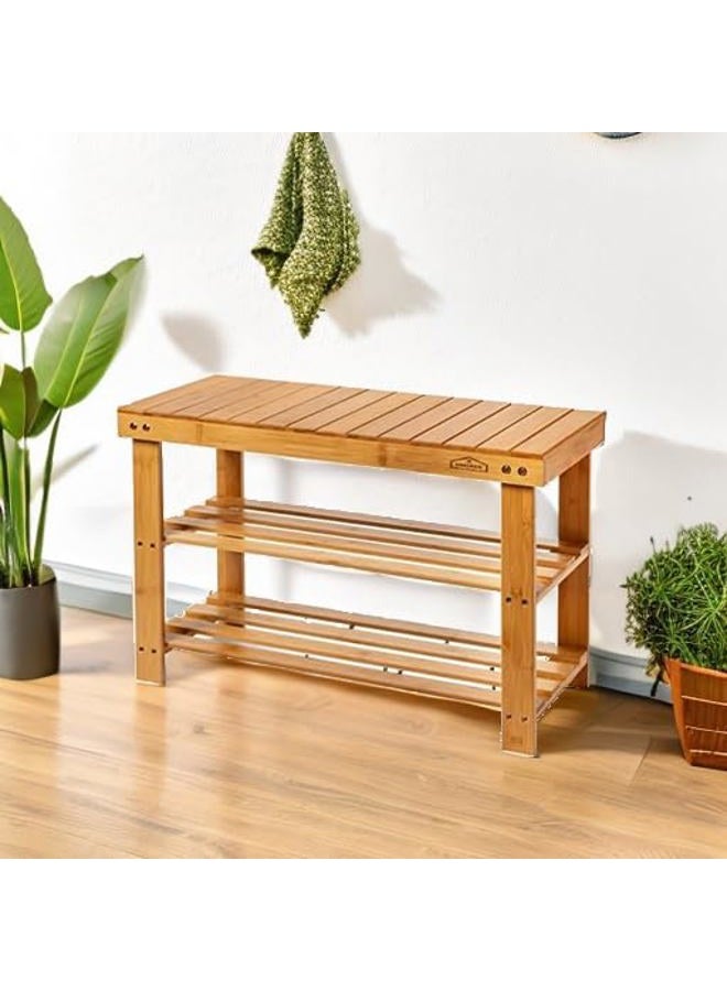 Homemaid Living Bamboo 3 Tier Shoe Rack Bench, Premium Shoe Organizer or Entryway Bench, Perfect for Shoe Cubby, Entry Bench, Bathroom Bench, Entryway Organizer, Hallway or Living Room - Image 5