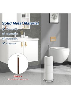 INDIDECOR INDIDECOR 31166 Bath Toilet Paper Holder Stand Free Standing Tissue Paper Storage with Reserve Space Toilet 4 Rolls Holder for BathroomKitchen CountertopAll Metal 1 Pack Chrome Finish  - Image 3