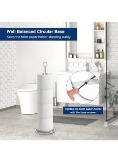 INDIDECOR INDIDECOR 31166 Bath Toilet Paper Holder Stand Free Standing Tissue Paper Storage with Reserve Space Toilet 4 Rolls Holder for BathroomKitchen CountertopAll Metal 1 Pack Chrome Finish  - Image 4
