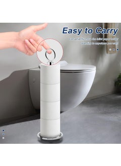 INDIDECOR INDIDECOR 31166 Bath Toilet Paper Holder Stand Free Standing Tissue Paper Storage with Reserve Space Toilet 4 Rolls Holder for BathroomKitchen CountertopAll Metal 1 Pack Chrome Finish  - Image 5