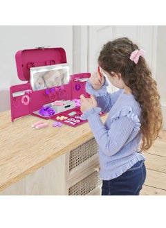 CASDON Ultimate Styling Case: Foldable Hair Styling & Accessory Set With Light-Up Mirror, Style Book & Hair Accessories, For Kids Aged 3+  - Image 2