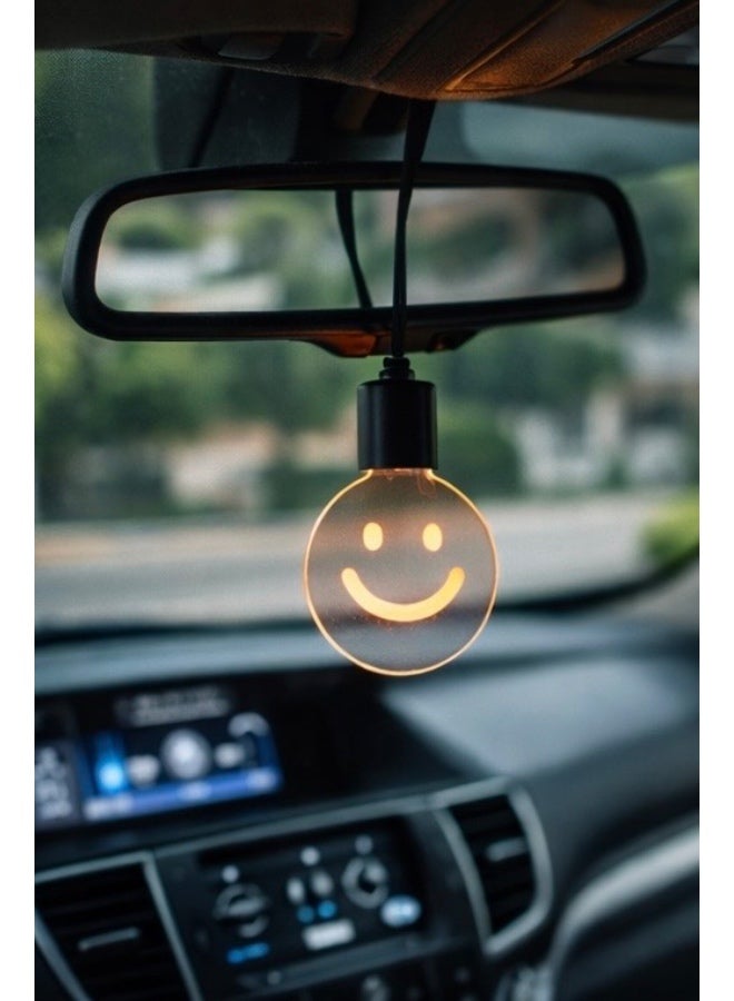 مصباح ليلي للسيارة LED بشكل وجه مبتسم – إضاءة داخلية دافئة USB للديكور، مصباح صغير محمول - Image 2