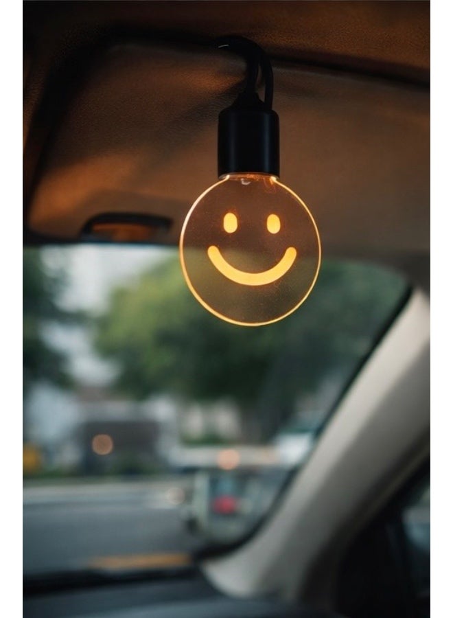 مصباح ليلي للسيارة LED بشكل وجه مبتسم – إضاءة داخلية دافئة USB للديكور، مصباح صغير محمول - Image 3