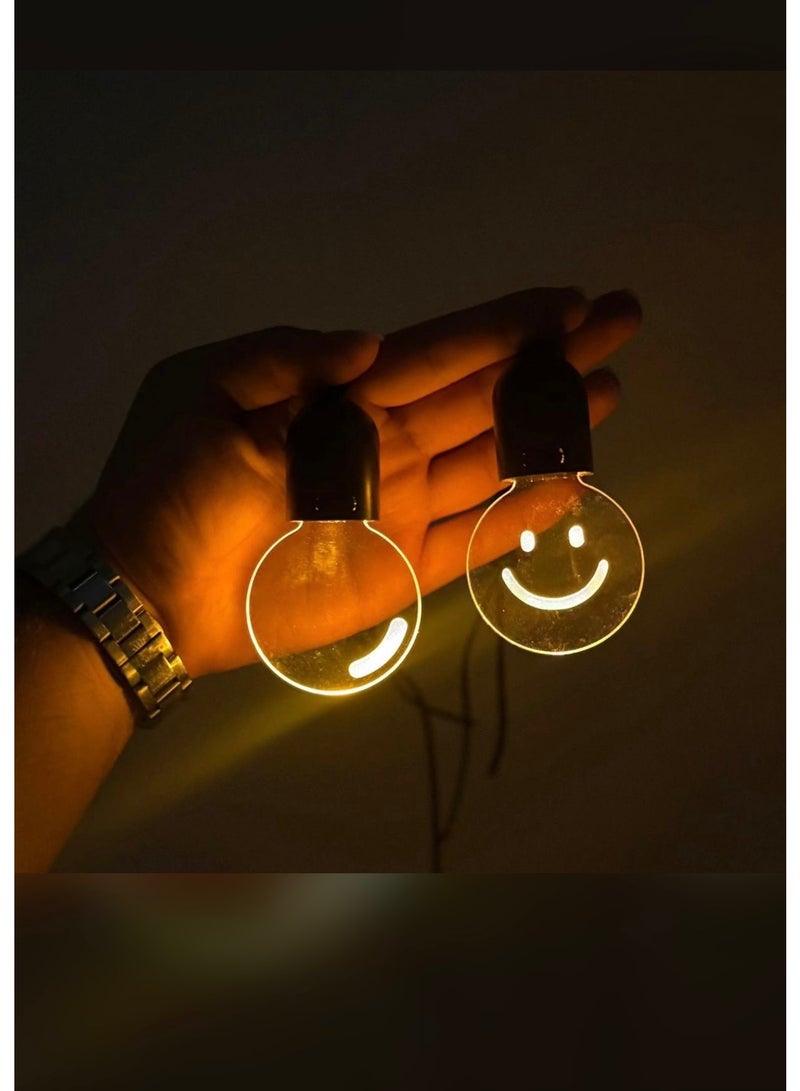 مصباح ليلي للسيارة LED بشكل وجه مبتسم – إضاءة داخلية دافئة USB للديكور، مصباح صغير محمول - Image 5