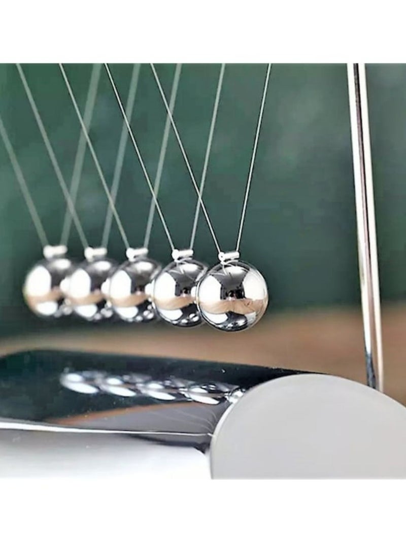 SYOSI Unique Z-Shape Newtons Cradle Balance Balls Frame Newton Balance Cradle, Physics Learning Steel Balls Pendulum Educational Ornaments Desk Toy Permanent Movement, Stress Relief Fidget Accessories  - Image 4