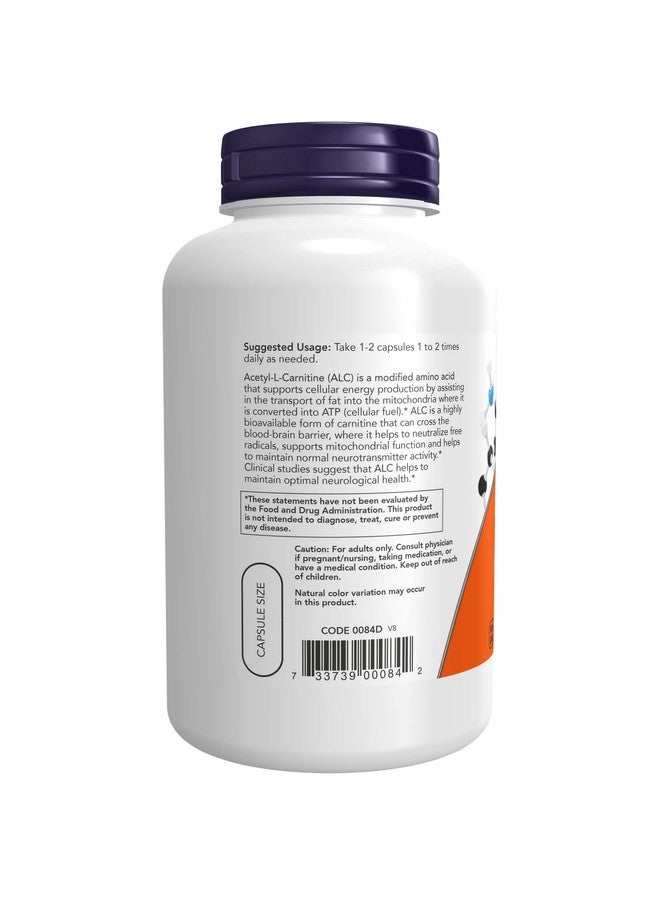 now Supplements Acetyll Carnitine 500 Mg Amino Acid Brain And Nerve Cell Function* 200 Veg Capsules - Image 4