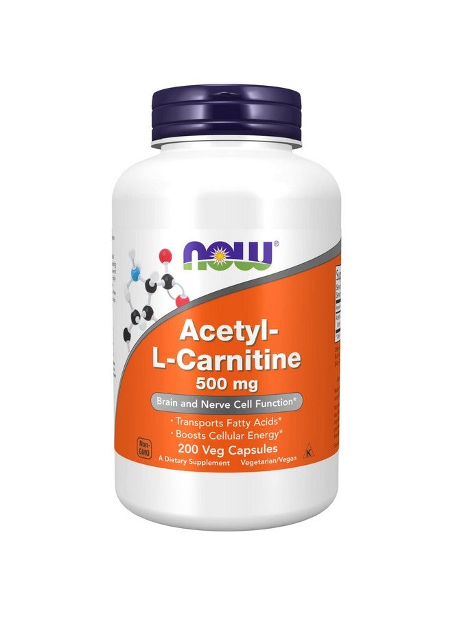 now Supplements Acetyll Carnitine 500 Mg Amino Acid Brain And Nerve Cell Function* 200 Veg Capsules - Image 1