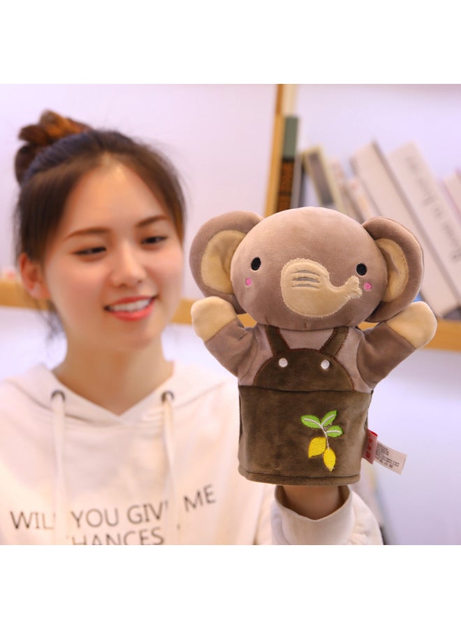 Animal Hand Doll Toy Mouth Movements Children Ventricle Gloves Performance Muppet Monkey Finger Doll Plush Doll-Color:Elephant-Height:24CM*15CM  - Image 1