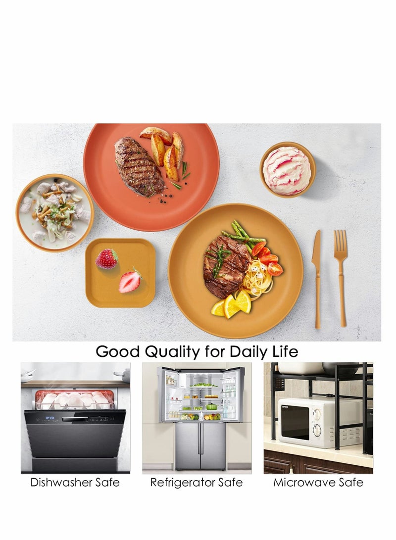 SYOSI 48pcs Unbreakable Dinnerware Sets for 4 People Camping Plates and Bowls Set Plastic Picnic Dinner Lightweight Colorful BBQ Serving Cups Cutlery Forks Tableware - Image 4