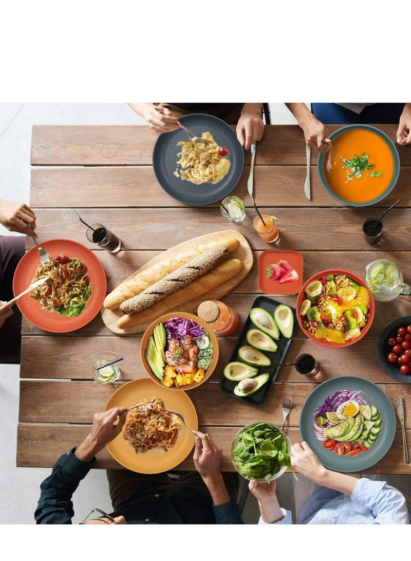 SYOSI 48pcs Unbreakable Dinnerware Sets for 4 People Camping Plates and Bowls Set Plastic Picnic Dinner Lightweight Colorful BBQ Serving Cups Cutlery Forks Tableware - Image 5