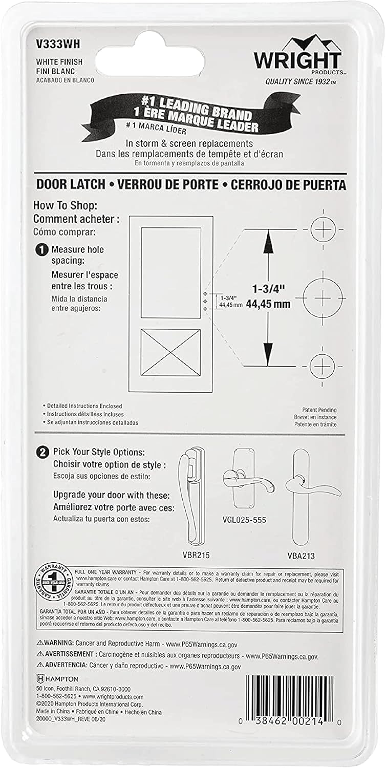Wright Products International V333WH White Pushbutton Latch for Screen and Storm Doors - Image 4