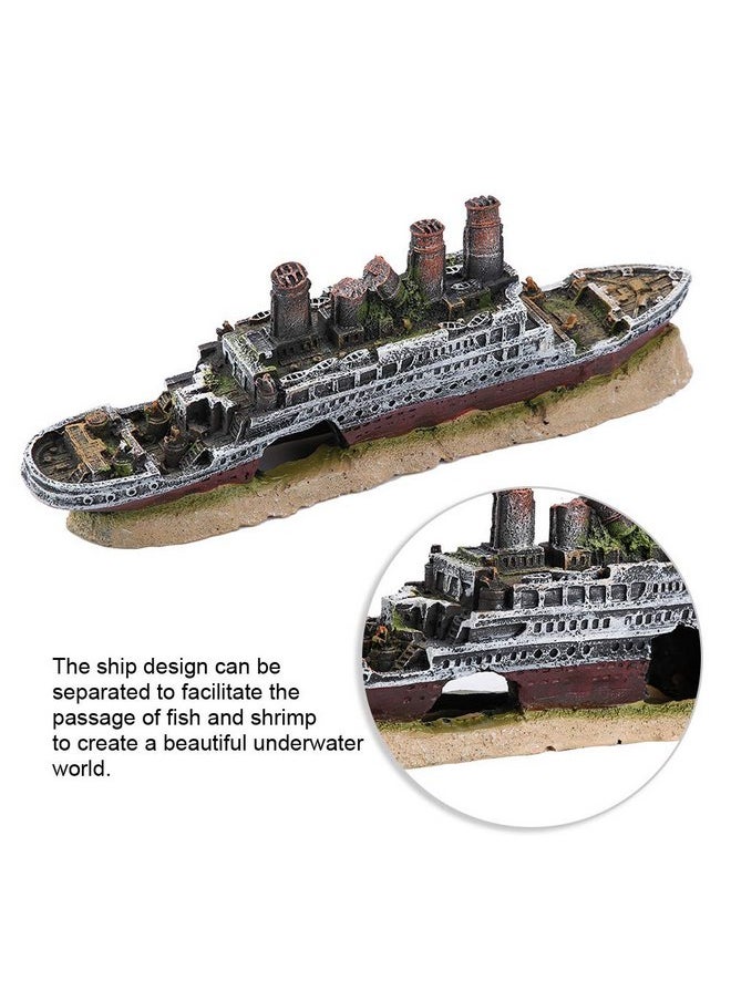 Sanpyl - Ship Model for Aquarium Fish Bowl Titanic Lost Wrecked Boat Ship Simulation Model Aquarium Decoration Ornament Industrial Ruins - Image 1