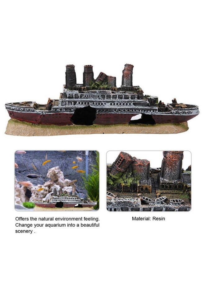 Sanpyl - Ship Model for Aquarium Fish Bowl Titanic Lost Wrecked Boat Ship Simulation Model Aquarium Decoration Ornament Industrial Ruins - Image 1