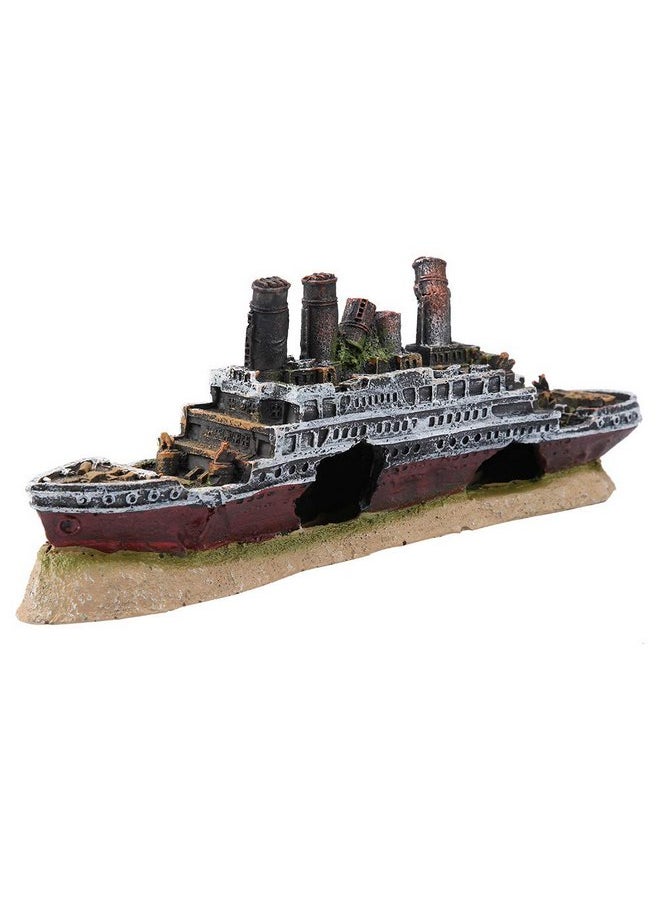 Sanpyl - Ship Model for Aquarium Fish Bowl Titanic Lost Wrecked Boat Ship Simulation Model Aquarium Decoration Ornament Industrial Ruins - Image 1
