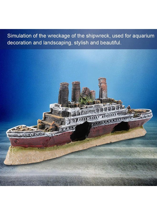 Sanpyl - Ship Model for Aquarium Fish Bowl Titanic Lost Wrecked Boat Ship Simulation Model Aquarium Decoration Ornament Industrial Ruins - Image 1