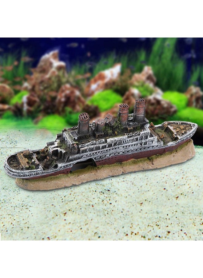 Sanpyl - Ship Model for Aquarium Fish Bowl Titanic Lost Wrecked Boat Ship Simulation Model Aquarium Decoration Ornament Industrial Ruins - Image 1