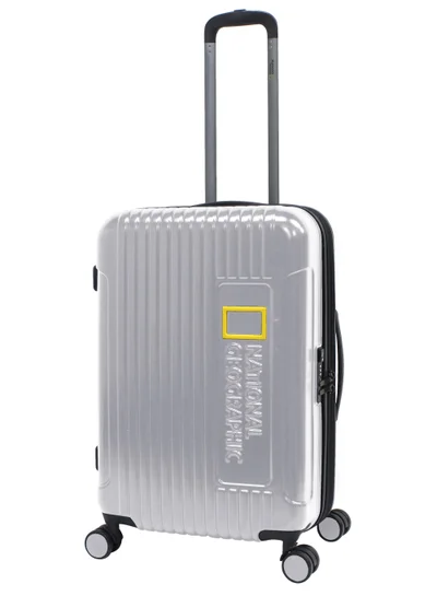 NATIONAL GEOGRAPHIC National Geographic Canyon ABS/PC Hardshell Medium Check-In Suitcase Silver, Durable Lightweight Expandable Anti-theft Zipper TSA Lock Travel Luggage, 4 Double Wheel Trolley Bag (60cm/24 Inch).