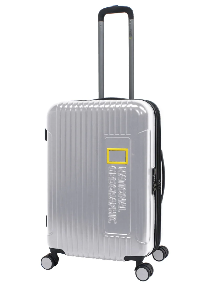 NATIONAL GEOGRAPHIC National Geographic Canyon ABS/PC Hardshell Medium Check-In Suitcase Silver, Durable Lightweight Expandable Anti-theft Zipper TSA Lock Travel Luggage, 4 Double Wheel Trolley Bag (60cm/24 Inch).