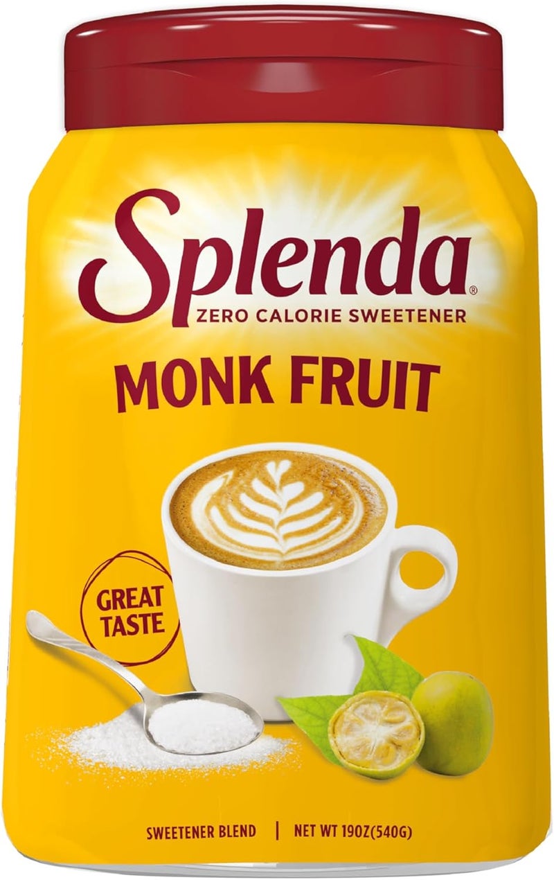 SPLENDA Monk Fruit Zero Calorie Plant Based Granulated Sweetener Jar, 19 oz - Image 1