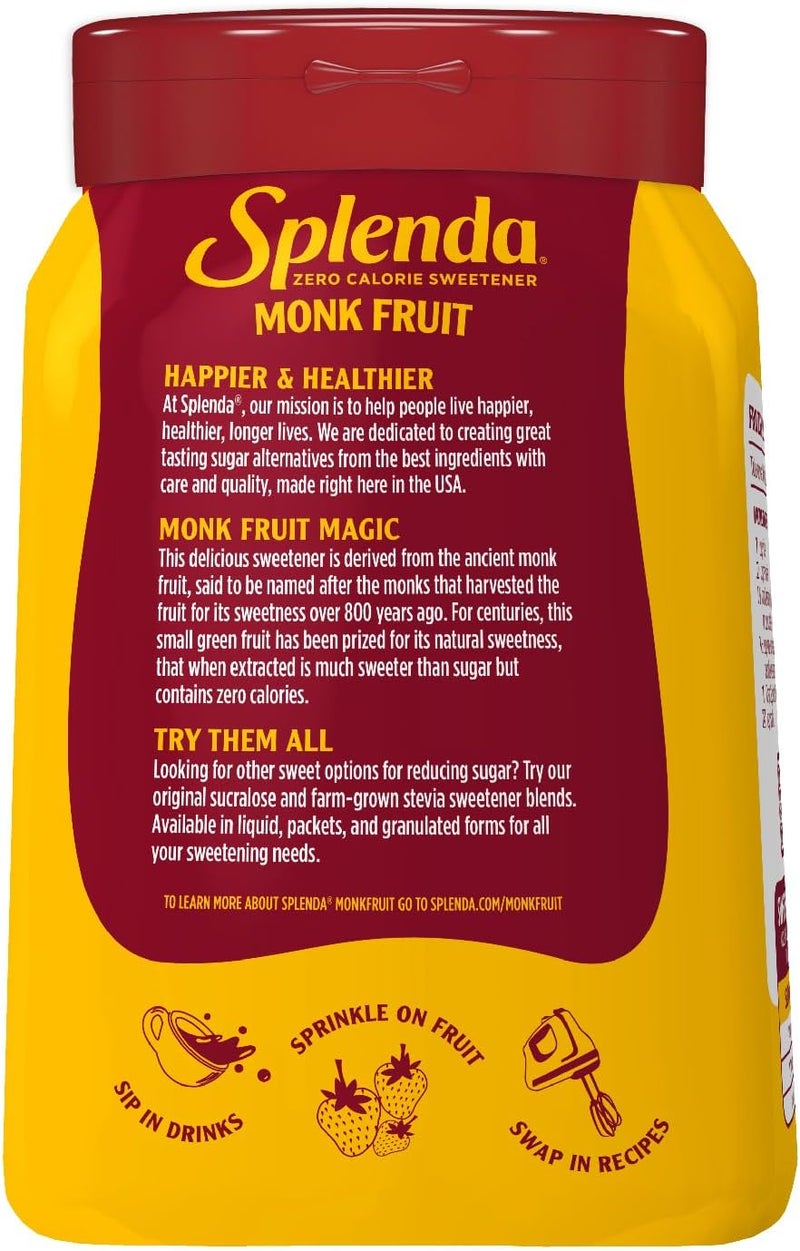 SPLENDA Monk Fruit Zero Calorie Plant Based Granulated Sweetener Jar, 19 oz - Image 3