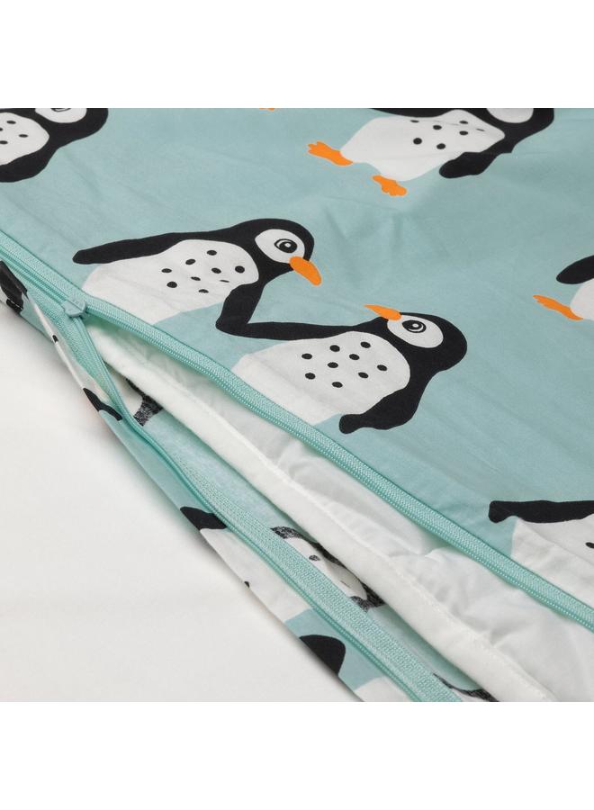 erorex Duvet cover and pillowcase, penguin pattern/light turquoise, 150x200/50x80 cm - Image 5