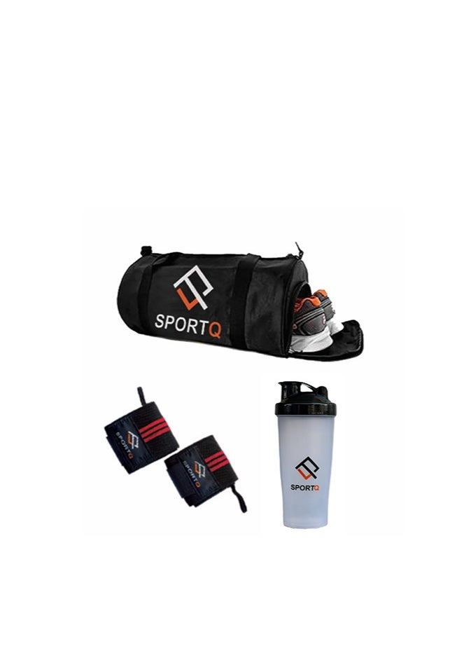 SportQ - A set of multiple products that help you in exercising, a large-capacity bag, a special pocket for carrying shoes, a wrist aid, and a protein shaker (3) - Image 1