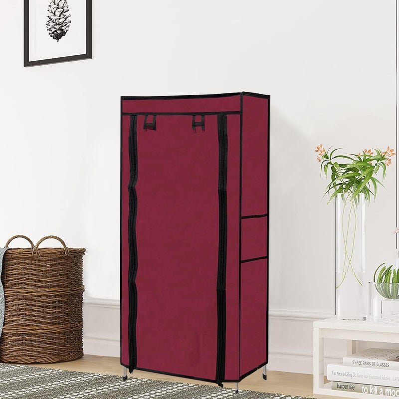 ROBMOB 6 Layer Collapsible Wardrobe Clothes Storage Rack Quick Wardrobe Maximize Your Space with Style for Multipurpose Use Foldable Collapsible Fabric Organizer Maroon Metal - Image 5