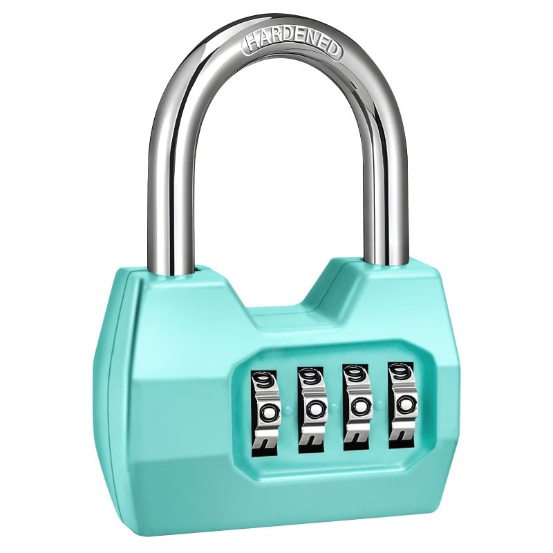 1 Pack disecu 4Digit Combination Lock Waterproof Outdoor Padlock for School Gym Locker Fence Gate Shed Storage Unit Turquoise