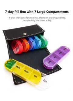 Generic Weekly Medicine Organizer With 7 Boxes Multicolor，Weekly Pill Organizer Box Case Travel Medication Reminder Daily AM PM  - Image 2