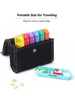 Generic Weekly Medicine Organizer With 7 Boxes Multicolor，Weekly Pill Organizer Box Case Travel Medication Reminder Daily AM PM  - Image 3