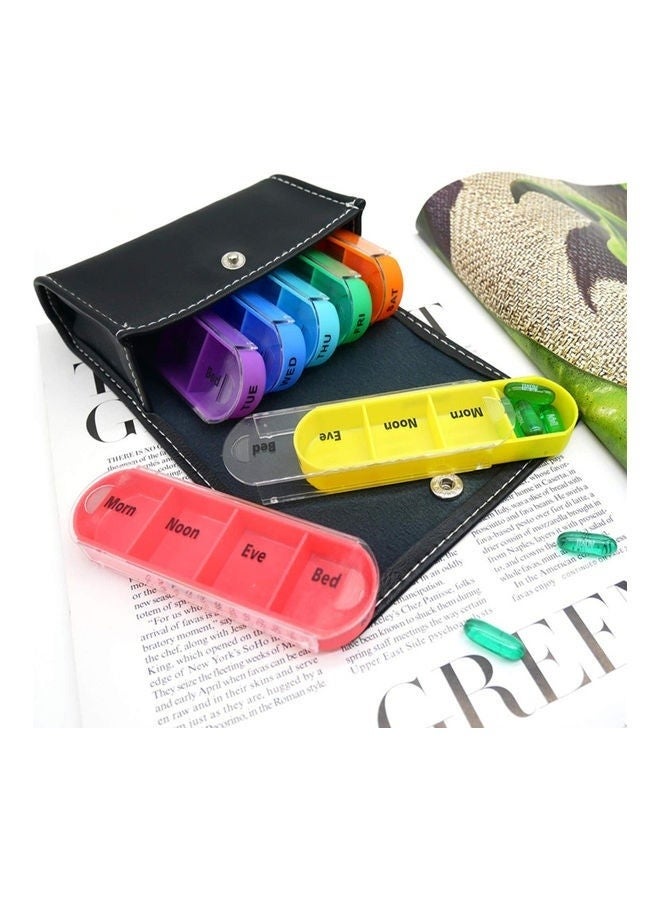 Weekly Medicine Organizer With 7 Boxes Multicolor，Weekly Pill Organizer Box Case Travel Medication Reminder Daily AM PM - Image 4