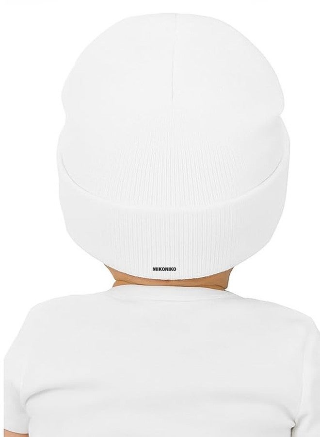 MIKONIKO Kids Winter Woolen Beanie Cap - Warm & Soft Knit Hat for Boys & Girls | Ideal for School & Cold Weather (White, Age 2-5 Years) - Pack of 1 - Image 2