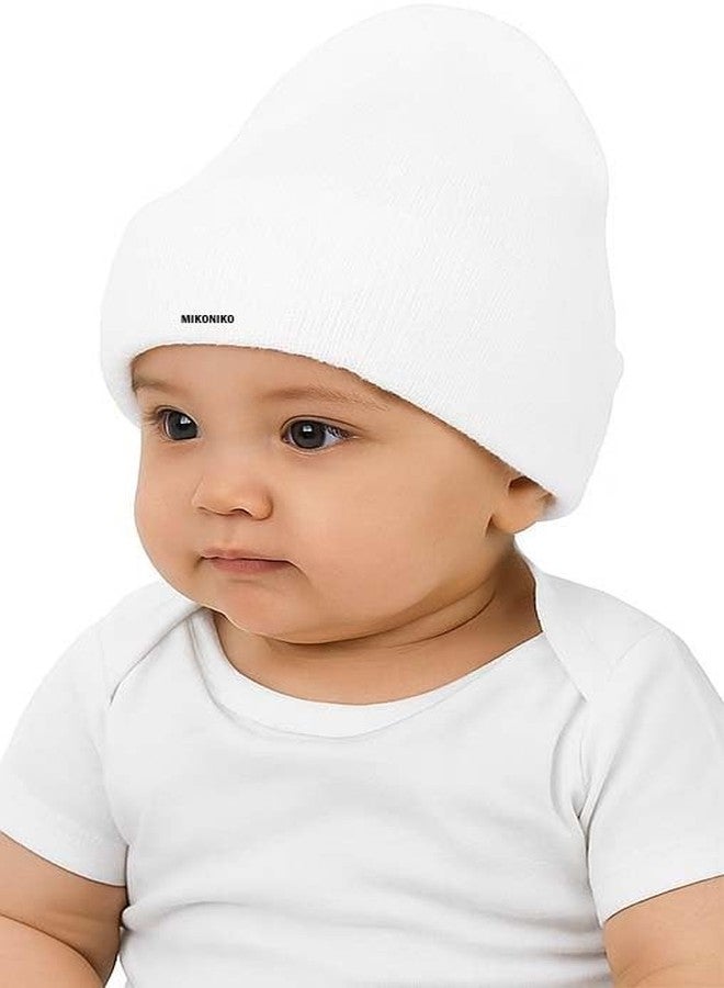 MIKONIKO Kids Winter Woolen Beanie Cap - Warm & Soft Knit Hat for Boys & Girls | Ideal for School & Cold Weather (White, Age 2-5 Years) - Pack of 1 - Image 1