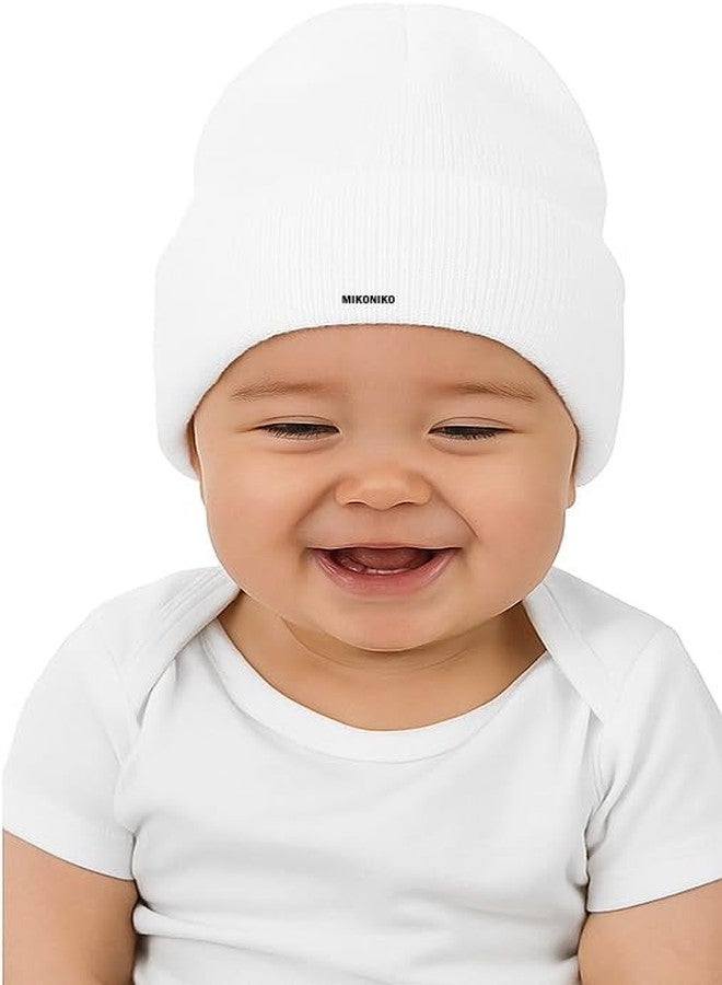 MIKONIKO Kids Winter Woolen Beanie Cap - Warm & Soft Knit Hat for Boys & Girls | Ideal for School & Cold Weather (White, Age 2-5 Years) - Pack of 1 - Image 4