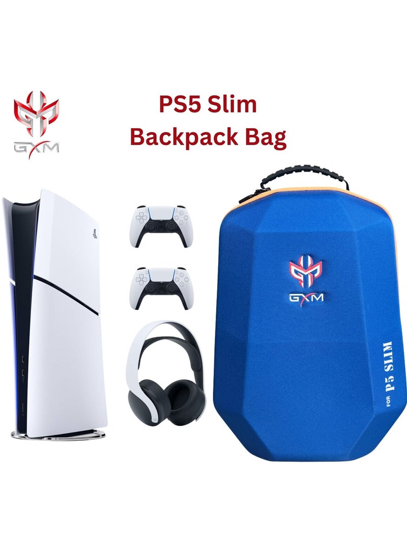 iCore iCore GXM PlayStation 5 Slim Travel Back Pack for PS5 Slim Console Shockproof, Polyester & EPE Material, Canvas Shell, Dacron Lining, Dustproof - Blue  - Image 1