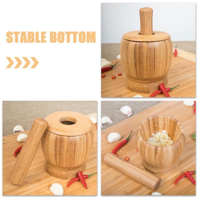 Garlic Mortar and Pestle Set 460Ml Manual Food Mashing Bowl with Lid for Kitchen Spice - Image 4