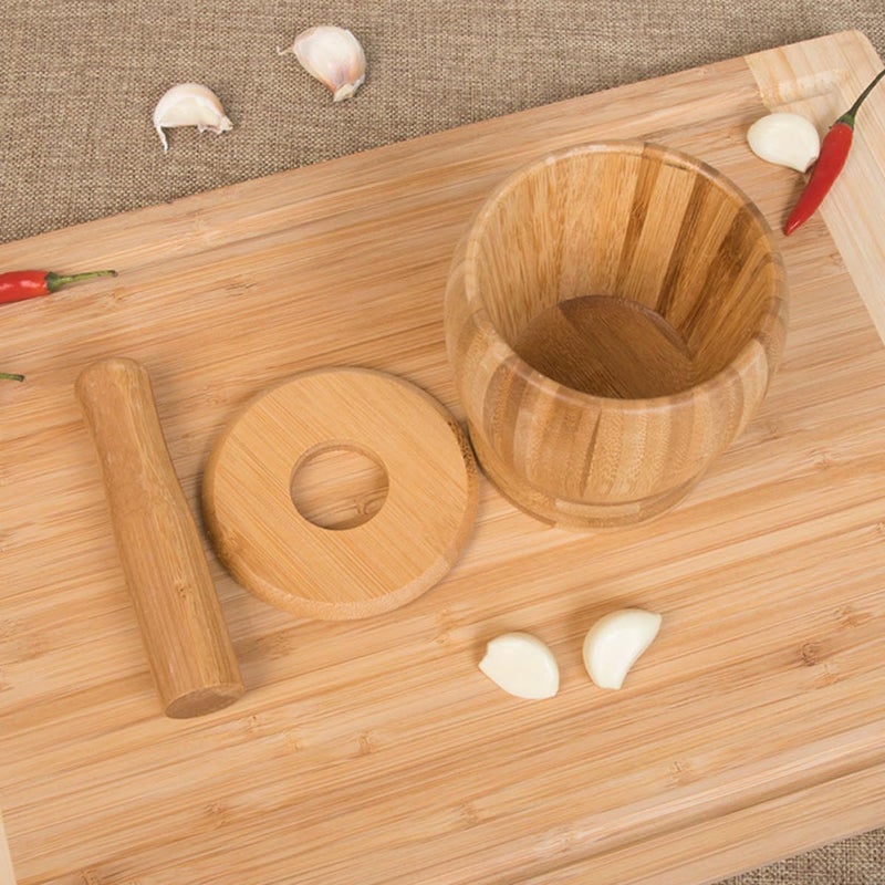 Garlic Mortar and Pestle Set 460Ml Manual Food Mashing Bowl with Lid for Kitchen Spice - Image 5