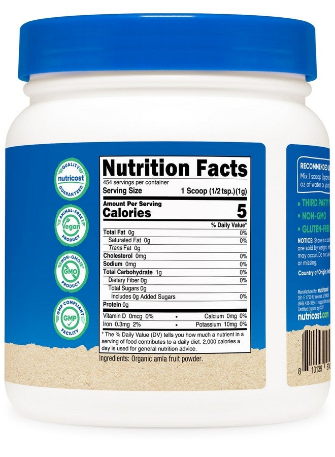 Nutricost Organic Amla Powder 1 Pound (Unflavored) - 1 gram per serving, Vegan, GMO-Free - Image 5