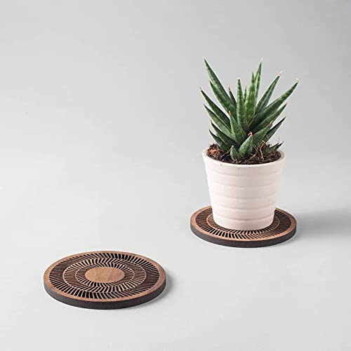 Tum Tum 6 Pcs Bamboo Trivet Mat Set Multi function Kitchen Bamboo and Wood Non-Slip Insulation Table Mat Hot pads Tool for Hot Dishes/Pot/Bowl/Teapot/Coaster/Hot Pot Holders. (Wood, 19*19 pack of 2) - Image 2