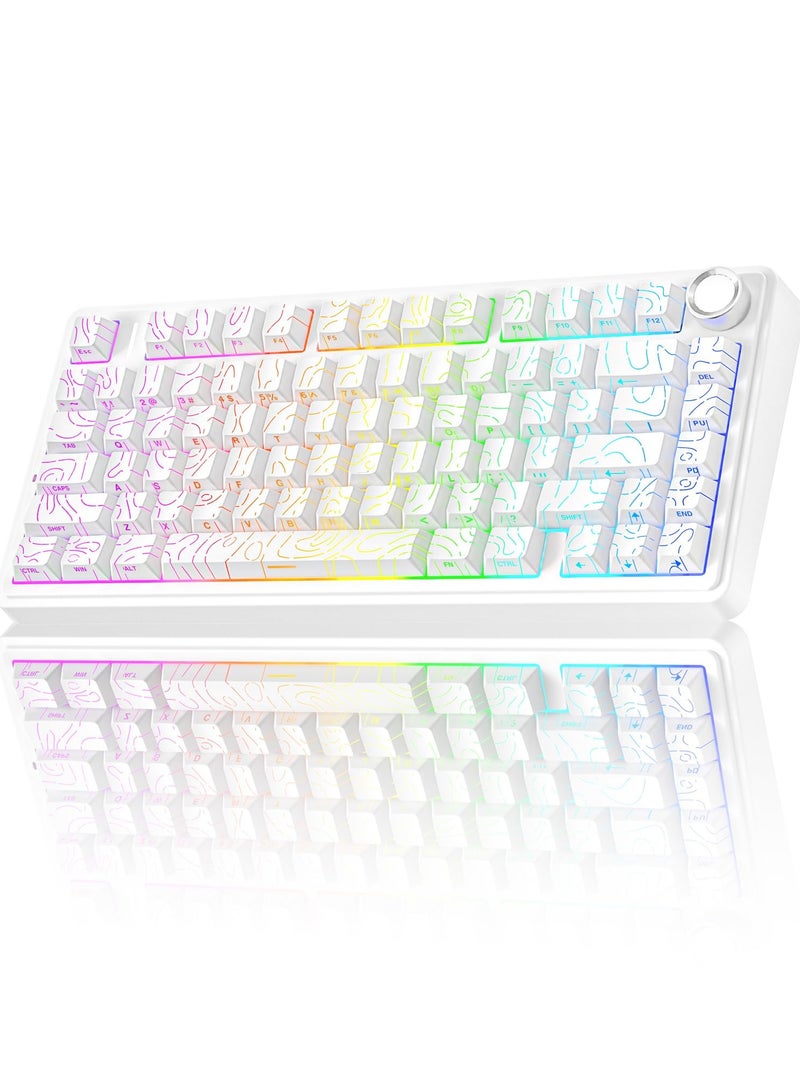 أولا لوحة مفاتيح ميكانيكية لاسلكية F75 مع لوحة مفاتيح ألعاب بإضاءة خلفية RGB - Image 1