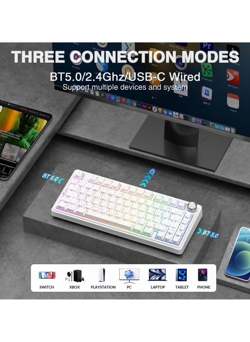 أولا لوحة مفاتيح ميكانيكية لاسلكية F75 مع لوحة مفاتيح ألعاب بإضاءة خلفية RGB - Image 4