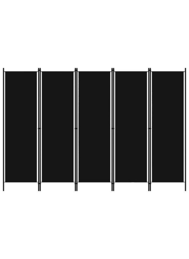 فيداكسل فاصل غرفة من 5 ألواح للخصوصية، أسود، 250×180 سم، جدار فاصل من القماش، فاصل غرفة  - Image 1