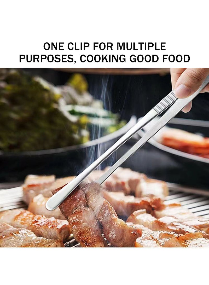 Pack of 2 Stainless Steel Barbecue Tweezers Set, 30cm Long Kitchen BBQ Tongs for Cooking  - Image 3