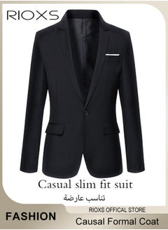 RIOXS Men's Formal Blazer, One Button Classic Blazer Jackets, Slim Fit Suit Jacket with Full Polyester Lining, Smooth Soft Non-deformable Materials, Perfect for Everyday, Business, Office, Dating, Parties and Wedding  - Image 1