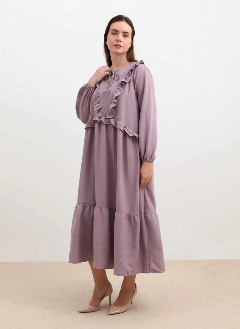 Alia by modanisa Dusty Lilac - Plus Size Dress - Alia