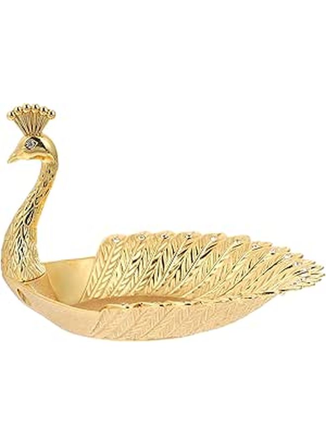 وعاء فاكهة طاووس من حجر الراين الذهبي، زخرفة منزلية، إناء تخزين لسطح المكتب - Image 1