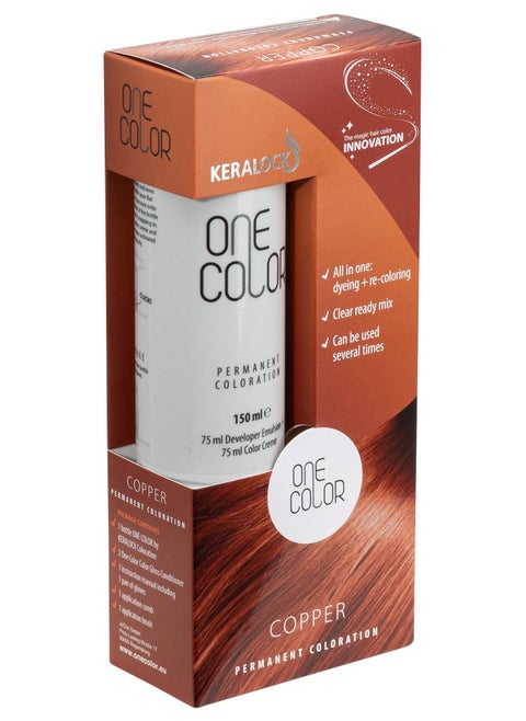 Keralock Permanent Hair Color - 150ml, No Premix Needed, Reusable for Up to 4 Months - All-in-One Dye with Conditioner & Brush (COPPER, 150ml)