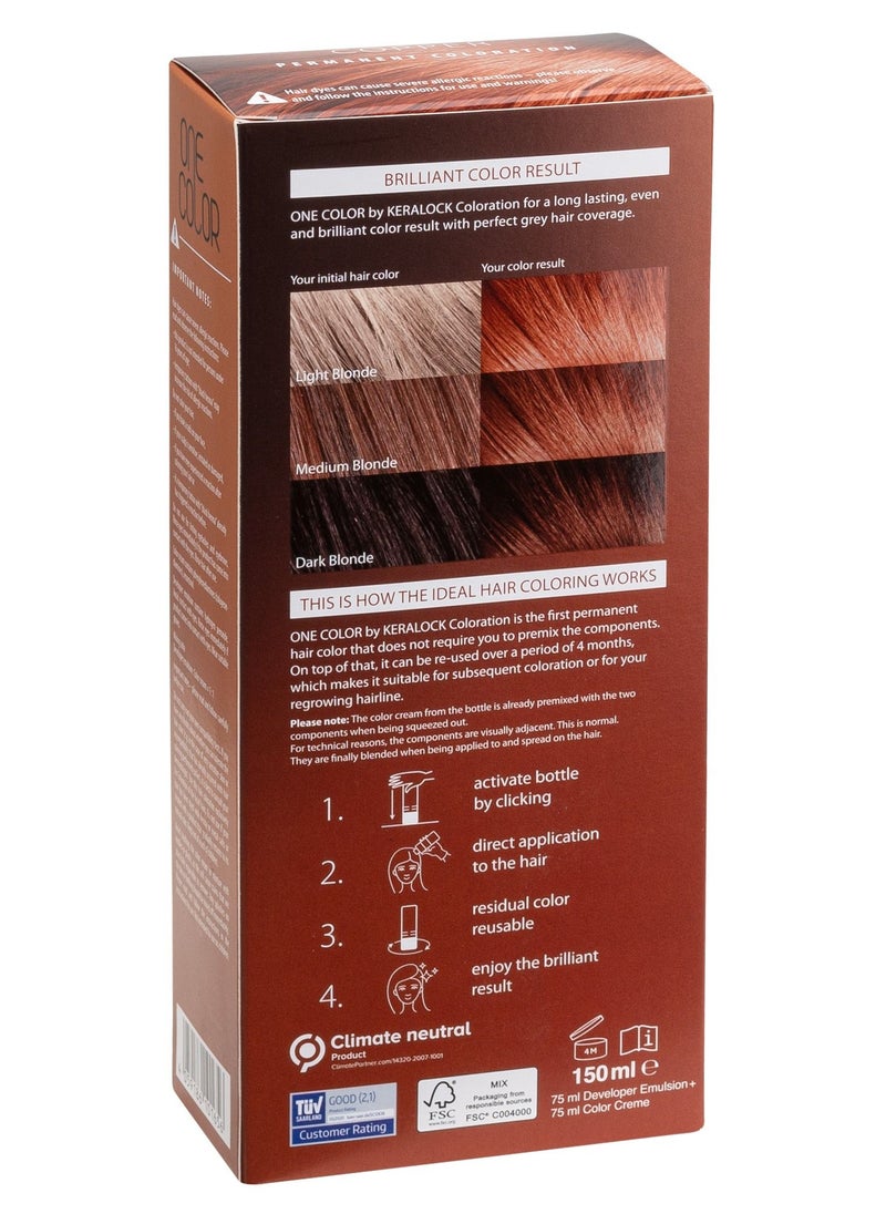 KERALOCK - Keralock Permanent Hair Color - 150ml, No Premix Needed, Reusable for Up to 4 Months - All-in-One Dye with Conditioner & Brush (COPPER, 150ml) - Image 1